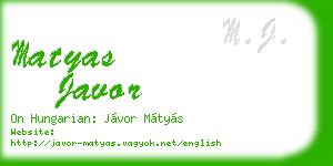 matyas javor business card